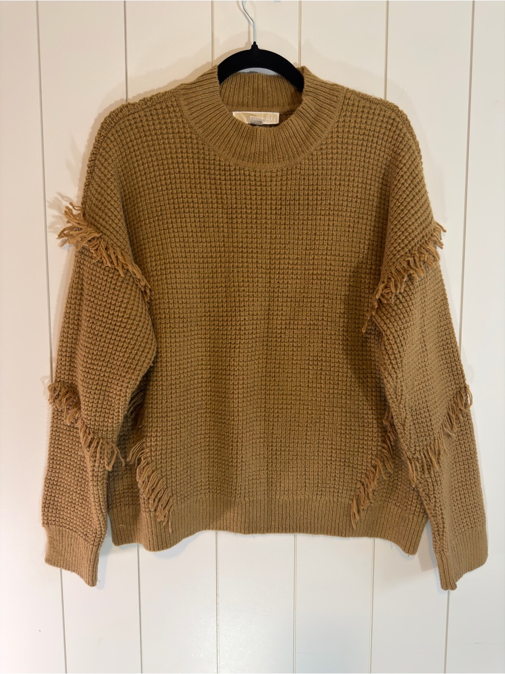 Michael Kors Camel Fringe Crewneck Sweater